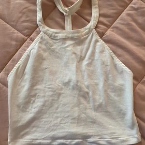 charlotte russe white halter neck crop top size M